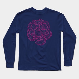 Peony line-art dark pink Long Sleeve T-Shirt